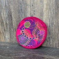 Pink Wool and Cotton Felted Round Trivet